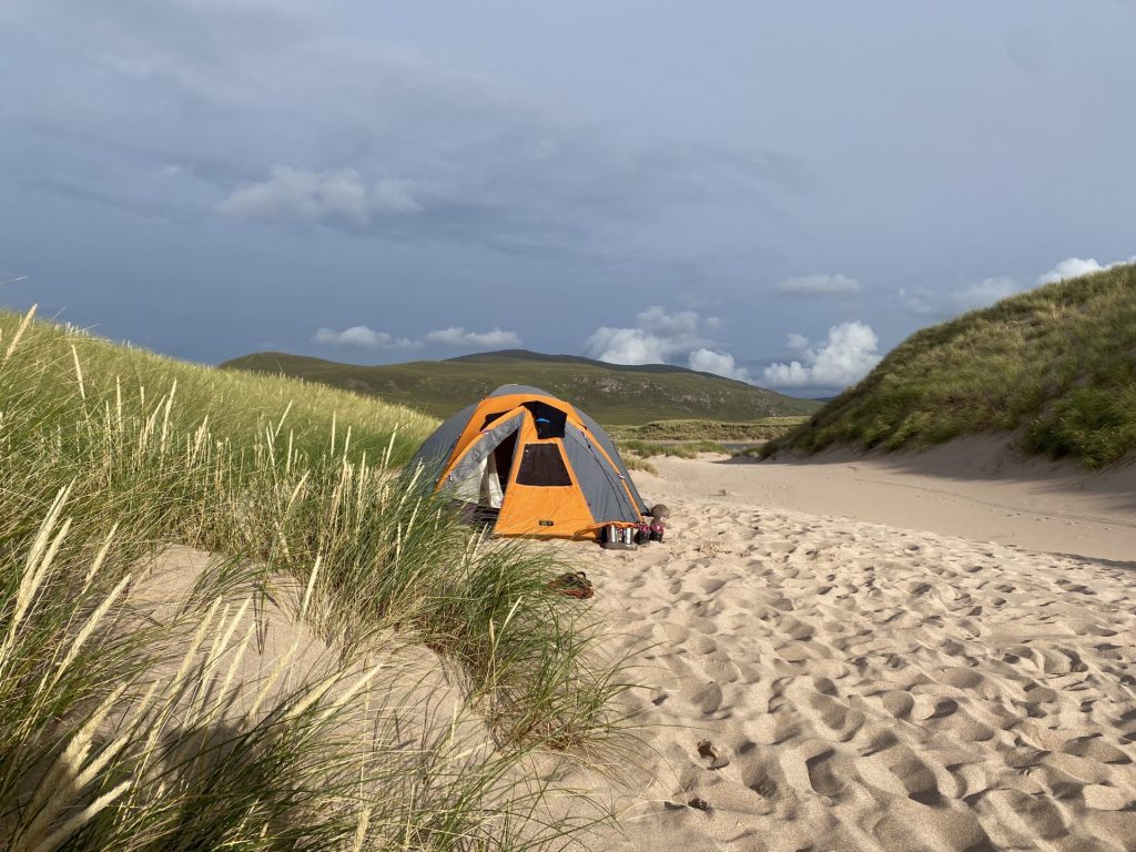 Sandwood Bay camp