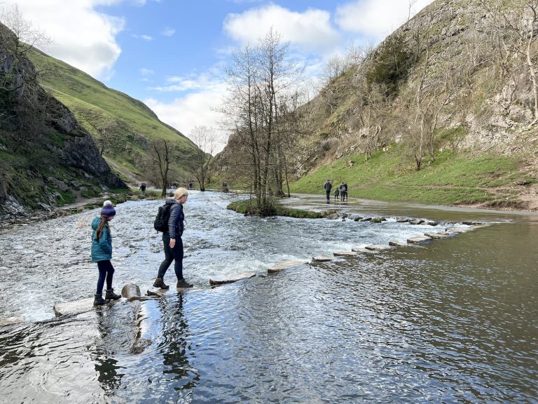 the stepping stones in Dovedale Peak District 
